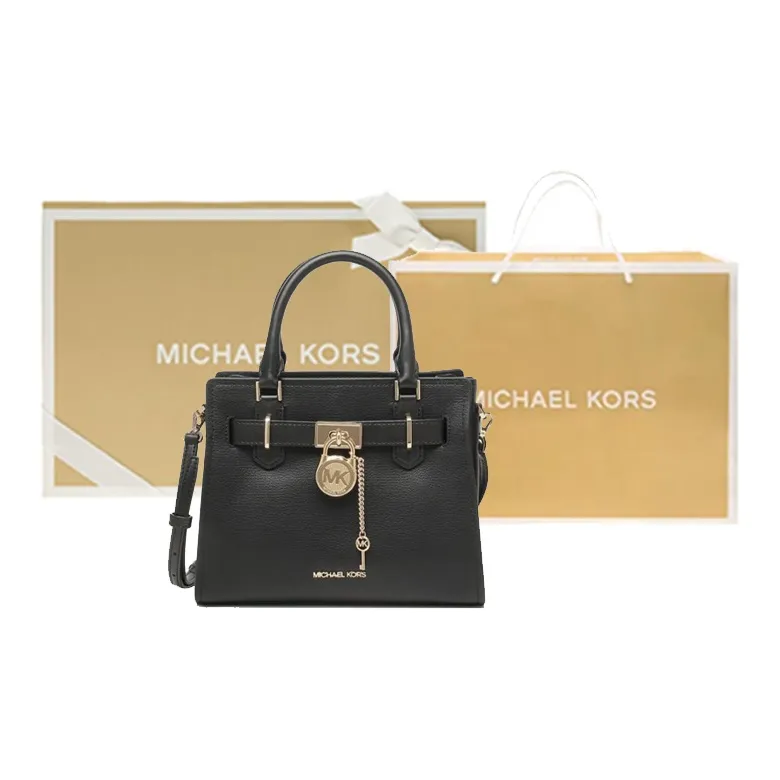 MICHAEL KORS Nouveau Hamilton Leather Shoulder Bag, Crossbody Bag, Handbag Regular Women's Black-11