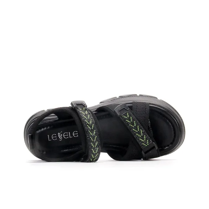 LESELE Beach Sandals Women's Black Silver/Black Green-8