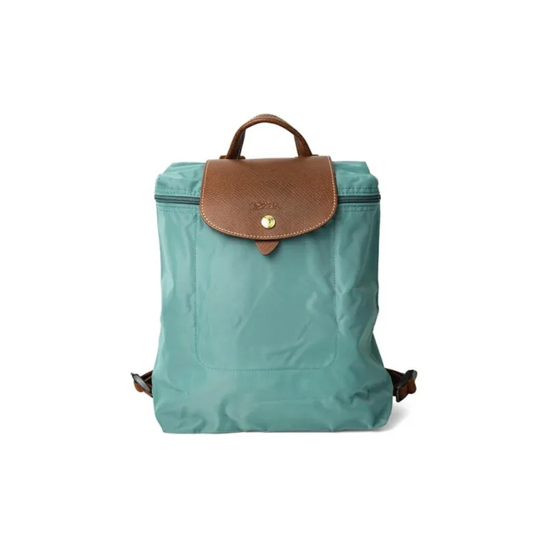 LONGCHAMP Le Pliage Recycled Canvas With Leather Trim Backpack Women's Elm Green-0