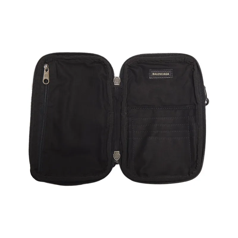 Balenciaga Explorer Lambskin Shoulder Bag, Crossbody Bag Regular Men's Black-4