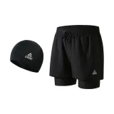 Black Double-Layer Swimwear+Swimming Cap