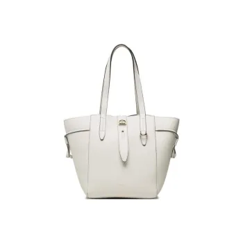 Furla Net Collection Grain Calfskin Basket Bag, One Shoulder Handbag Medium Size Women's White