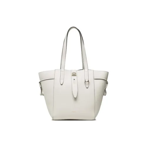 Furla Net Collection Grain Calfskin Basket Bag, One Shoulder Handbag Medium Size Women's White