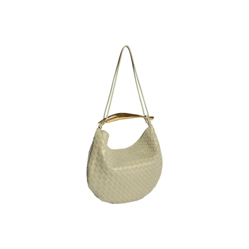 Bottega Veneta SARDINE Sheepskin Handbag Medium Size Women's Stone Gray White-2