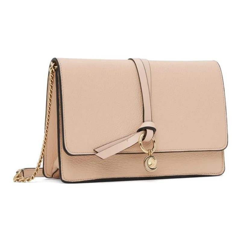 Chloe Alphabet Shiny Calfskin Clutches Shoulder Bag Crossbody Bag Women's Cement Powder-1
