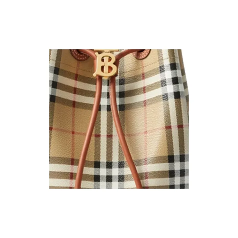 Burberry Polyurethane Bucket Bag, Shoulder Bag, Crossbody Bag Small Size Women's Archive Beige/Briarwood Brown-4