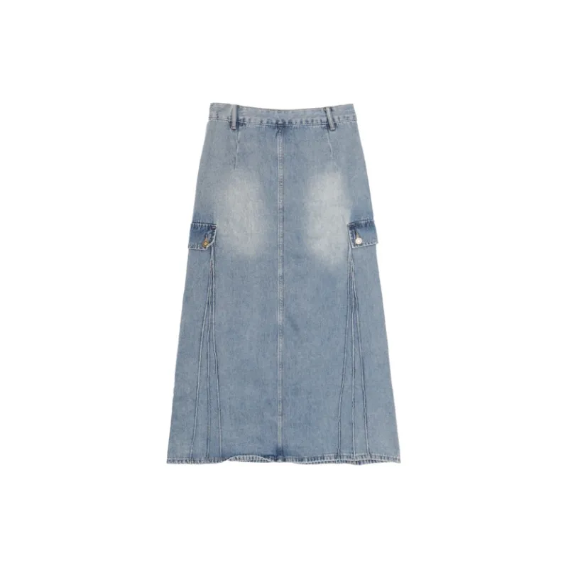 SETIROM Casual Long Skirt Women's Blue-1
