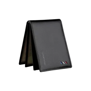 Old Man's Head Top Grain Cow Leather Wallet Card Holder Card Sleeve Driver's License Holder Men's Black