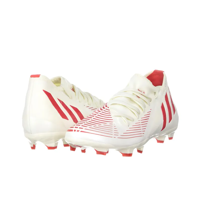 Adidas Predator Edge.3 TF Turf Firm Ground, Artificial Ground Cushioning, Wear Resistant Soccer Shoes Unisex White Red-3