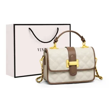 VINEY Cow Leather Handbag Crossbody Bag Shoulder Bag Small Size Women's Ecru