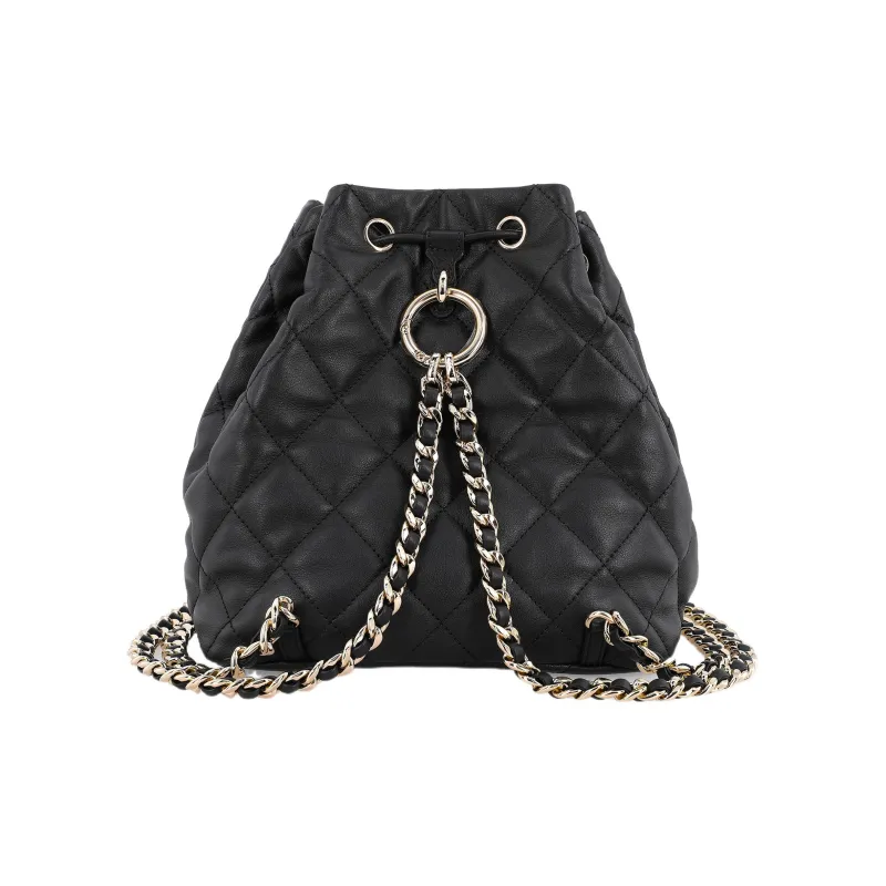 CHANEL Drawstring Two Pocket Backpack Black AS4342-2