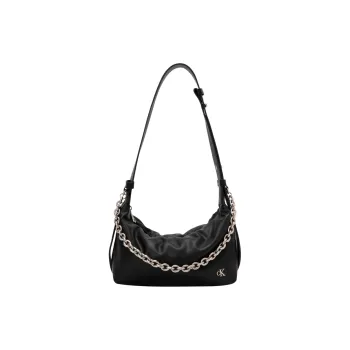 CALVIN KLEIN PVC One Shoulder Bag Pillow Bag Women's Space Black