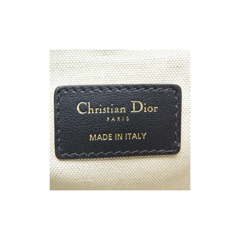 DIOR Canvas With Leather Clutch Women's Beige/Black-6