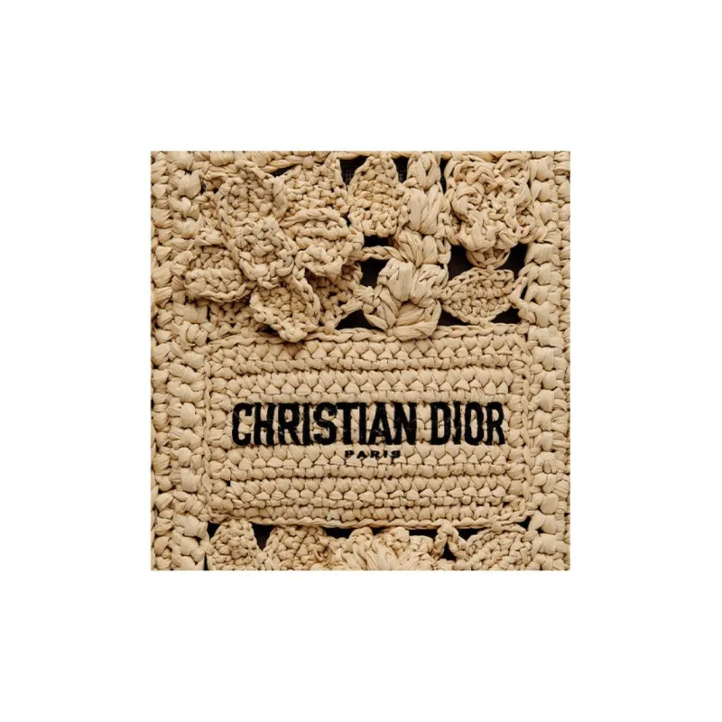 DIOR D Bubble Raffia Grass Bucket Bag, Shoulder Bag, Crossbody Bag Trumpets Women's Natural-5