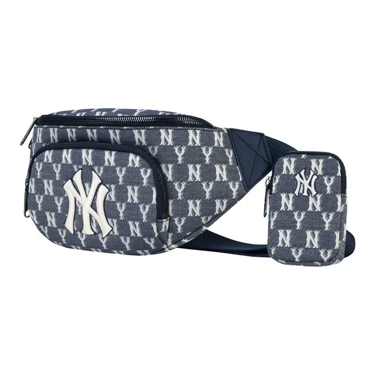 MLB Monogram Collection Denim Combo Bag One Shoulder Sling Bag Fanny Pack Regular Unisex Denim Denim Blue-1
