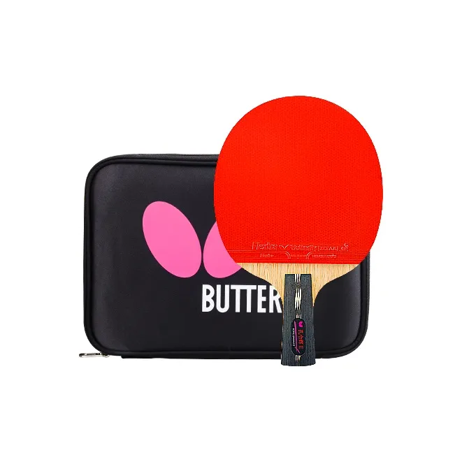 Butterfly Kong Linghui Ping Pong Paddles Unisex All Wood With Carbon Fiber Black/Red-1