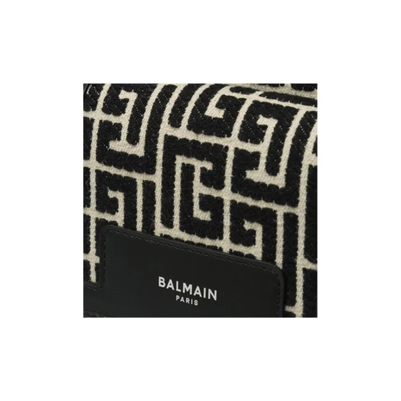BALMAIN Leather Crossbody Bag Shoulder Bag Men's Light Beige & Black-2