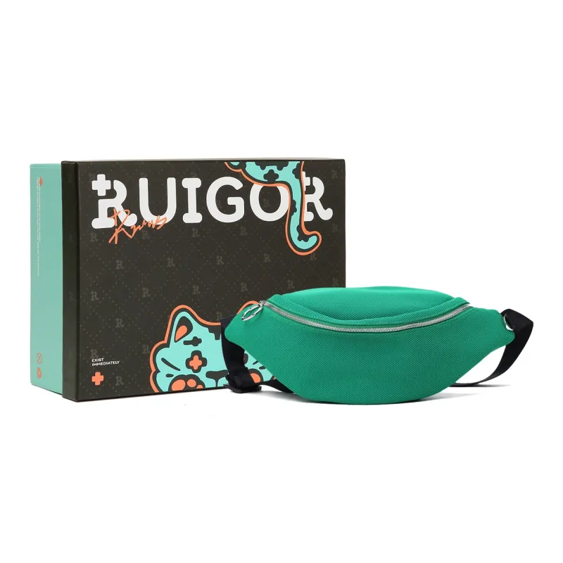 RUIGOR Fabric Dumpling Bag Sling Bag Fanny Pack Shoulder Bag Crossbody Bag Regular Unisex Black/Green-8