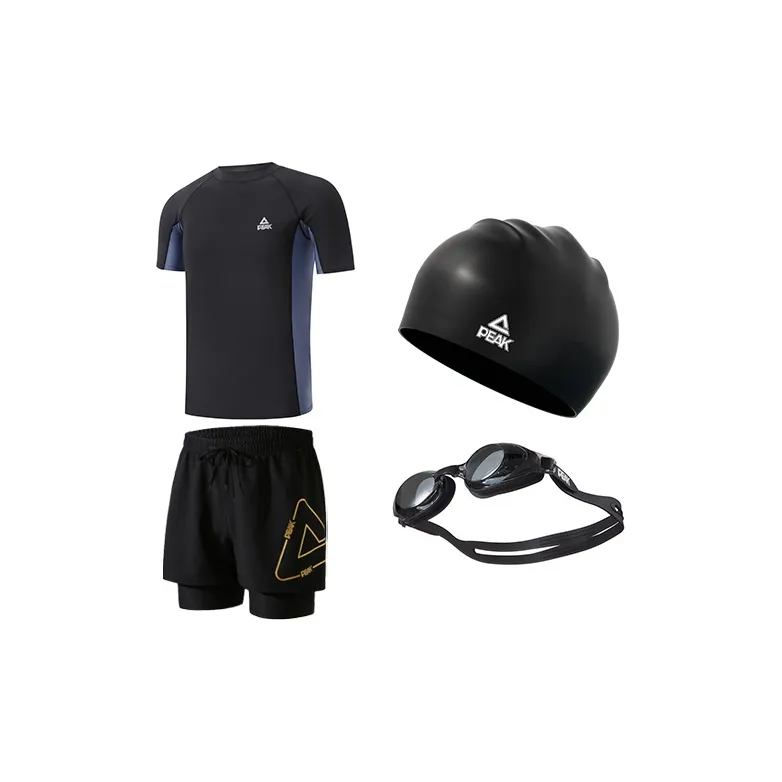 PEAK Swimming Sets Polyester Elastane Seaside Beach Vacation Outdoor Sports Casual Men's Black Blue-5