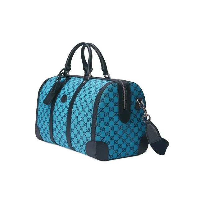 GUCCI Leather Logo Canvas With Leather Shoulder Bag Crossbody Bag Handbag Travel Bag Unisex Blue/Dark Blue-1