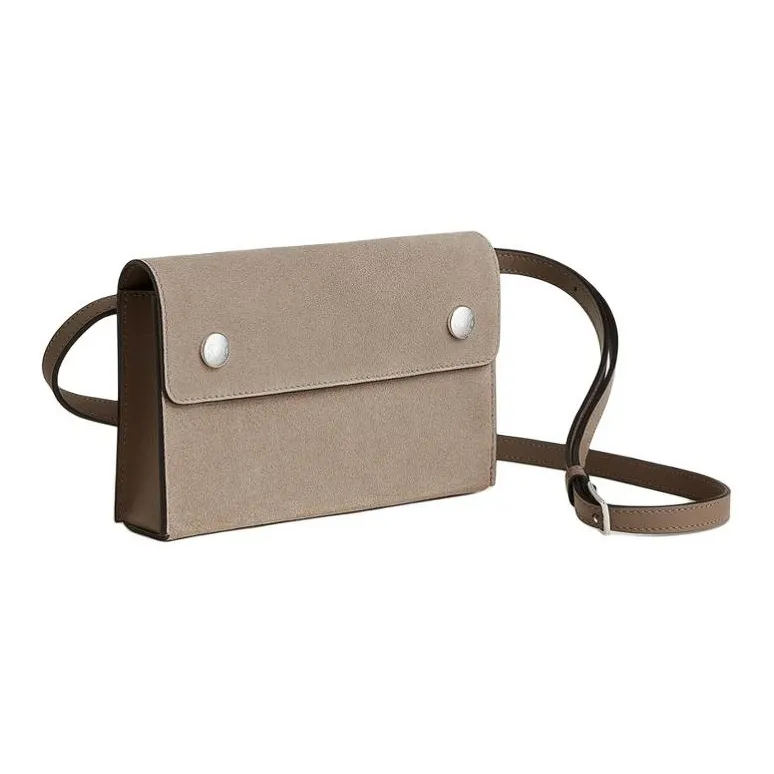 HERMES Grizzly & Swift Calfskin Shoulder Bag, Crossbody Bag, Wallet Women's Gray-1