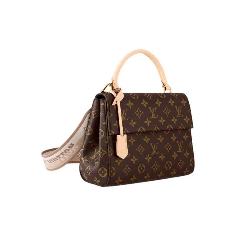 LOUIS VUITTON Cluny Coated Canvas With Leather Trim Shoulder Bag Crossbody Bag Handbag Medium Size Women's Brown-1