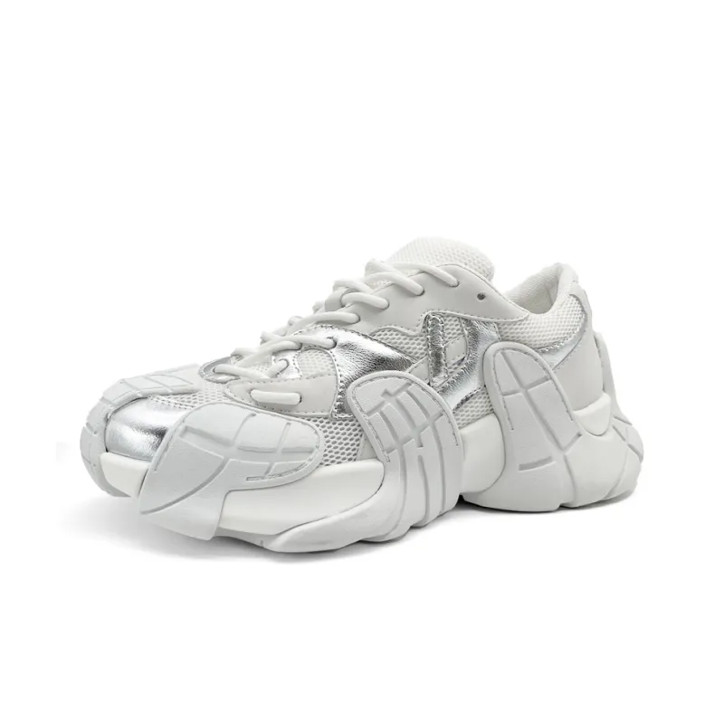 H2 Anti Slip Wear Resistant Low Top Chunky Sneakers Unisex White-0