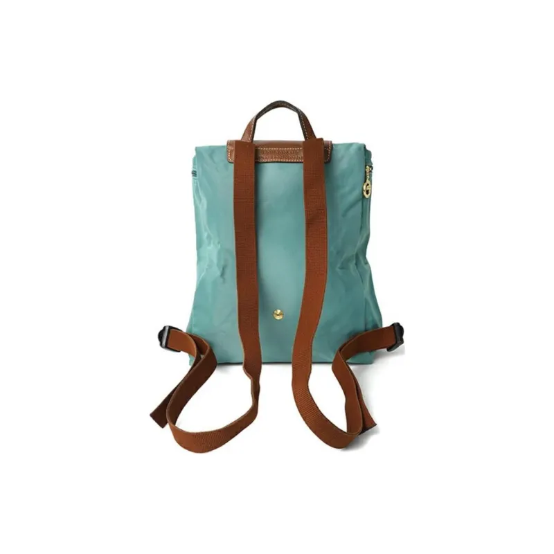 LONGCHAMP Le Pliage Recycled Canvas With Leather Trim Backpack Women's Elm Green-1