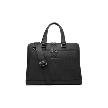 NOMK Cow Leather Briefcases Large Size Men's Black