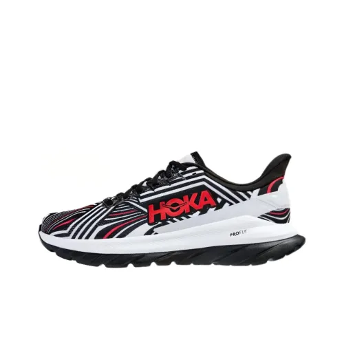 HOKA ONE ONE Mach 4 Cushioning Anti-Slip Wear-Resistant Breathability Low-Top Casual Running Shoes Men's Black White