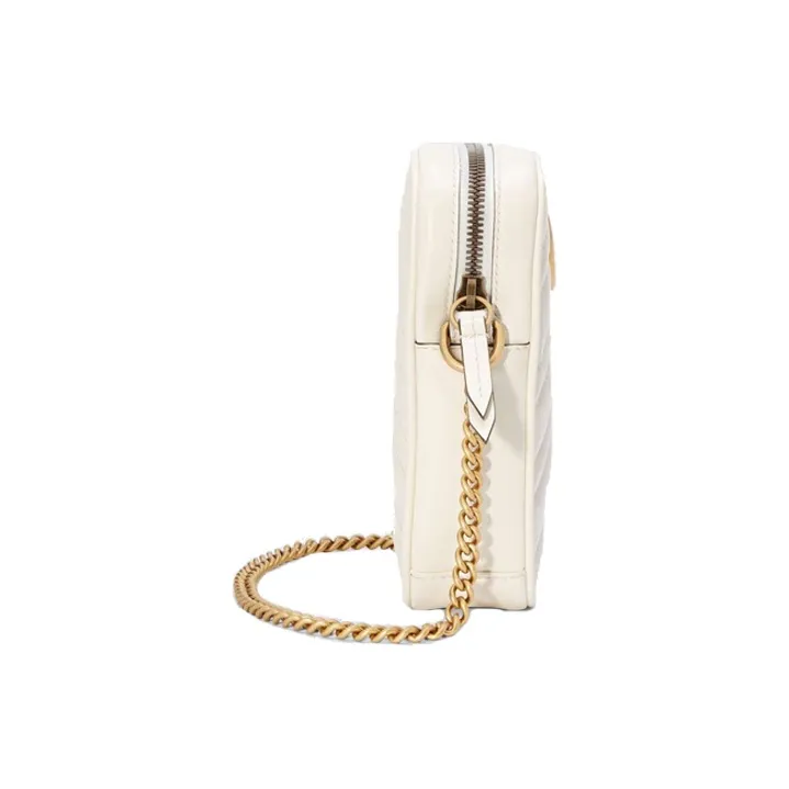 GUCCI GG Marmont Leather Cell Phone Pouch Crossbody Bag Shoulder Bag Mini Women's White-3