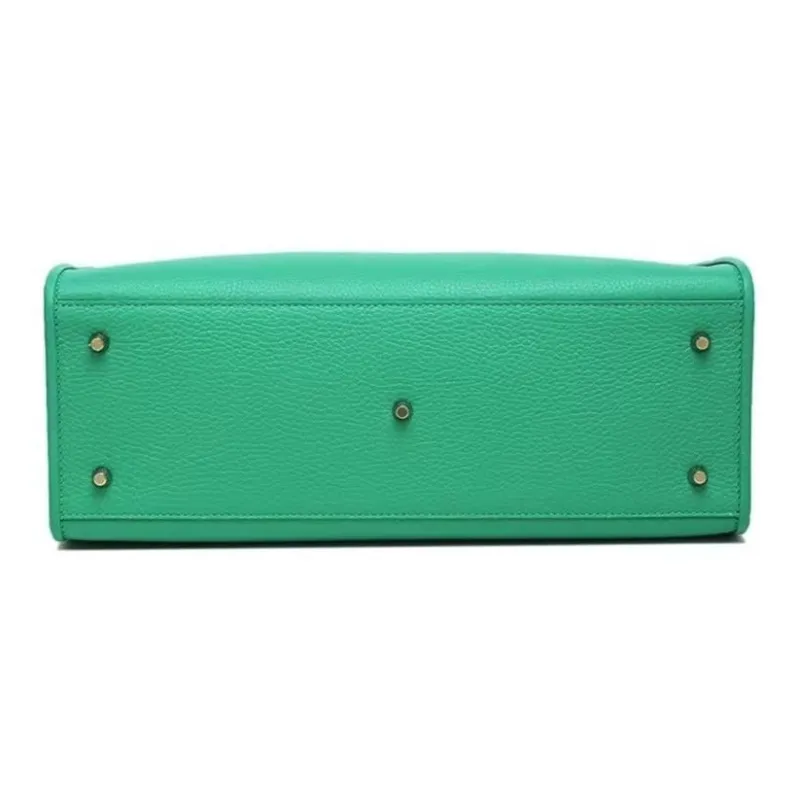 Furla Grain Leather Tote Bag, Shopping Bag, Handbag Large Size Women's Green-3