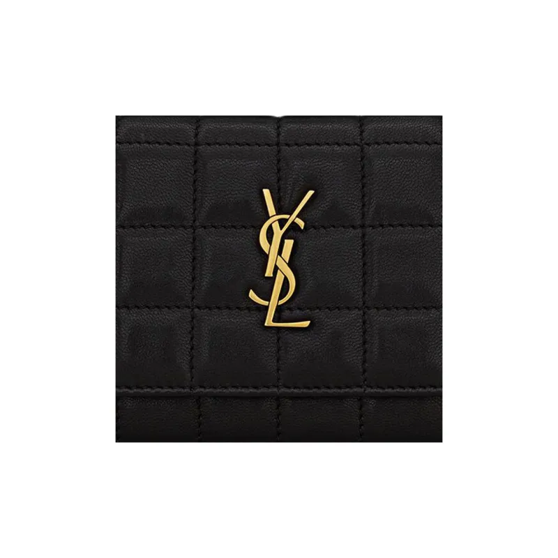 SAINT LAURENT CASSANDRE Lambskin Card Holder Wallet Women's Black-4