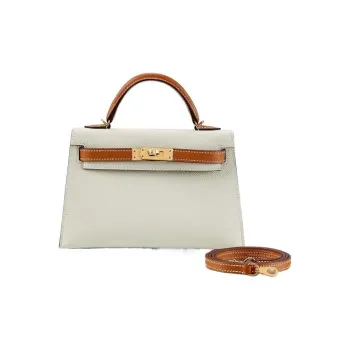 HERMES Mini Kelly Generation 1 Epsom Leather One Shoulder Handbags Mini Women's Nata Cream White With Gold Brown