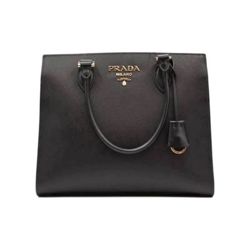 PRADA Leather Tote Bag, Shopping Bag, Shoulder Bag, Crossbody Bag, Handbag Women's Black-0
