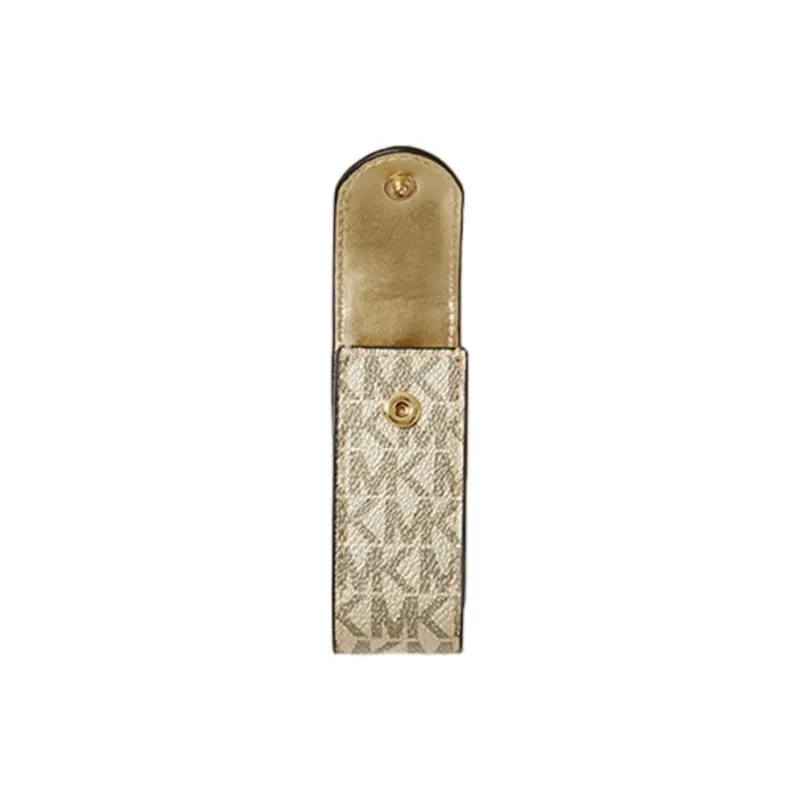 MICHAEL KORS Artificial Leather MK Lipstick Pouch Shoulder Bag Women's Wheat Waves Gold-2