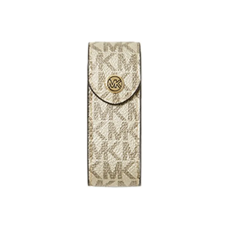 MICHAEL KORS Artificial Leather MK Lipstick Pouch Shoulder Bag Women's Wheat Waves Gold-0