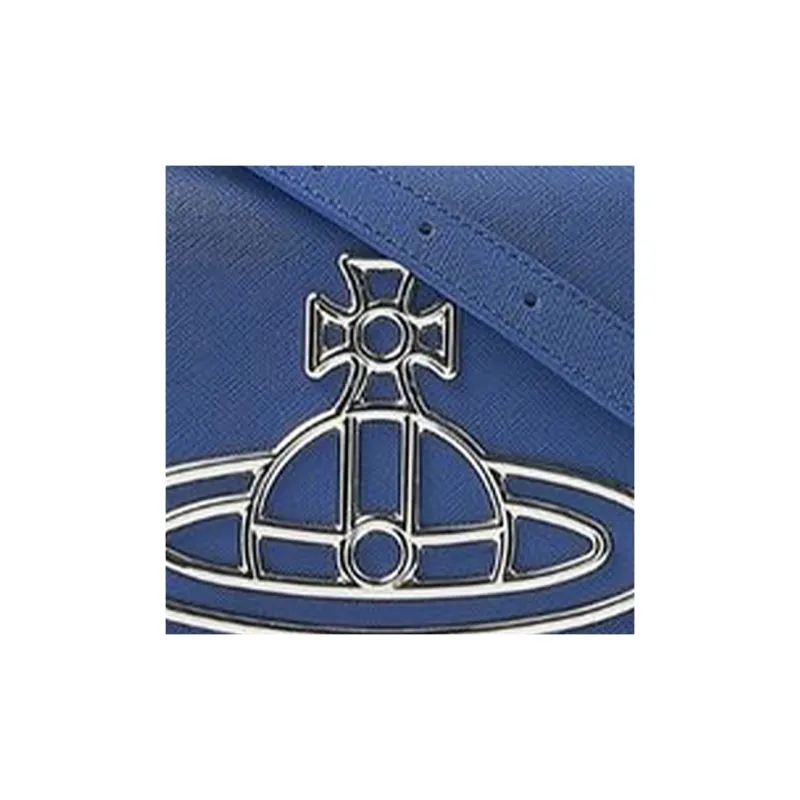 Vivienne Westwood Linda Calfskin Shoulder Bag, Crossbody Bag Women's Blue-4