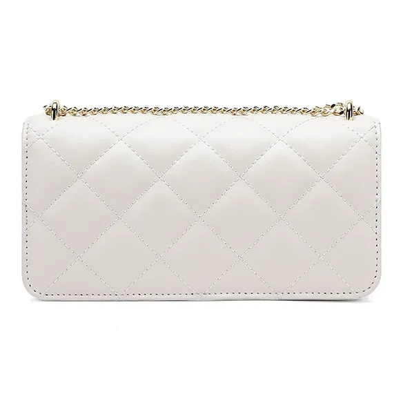 PIERRE CARDIN Chanel Inspired Diamond Pattern Small Square Bag Fashion Commute Women's Bag Women's Ecru/Pink-3