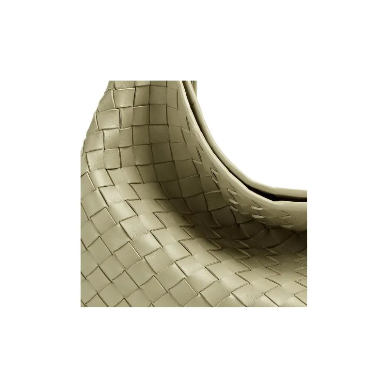 Bottega Veneta SARDINE Sheepskin Handbag Medium Size Women's Stone Gray White-4