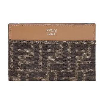 FENDI Cow Leather Key Clip Coin Purse Clutch Men's Brown