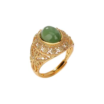 Artisan Lock Heart Jade Hetian Jade Rings Unisex Jasper
