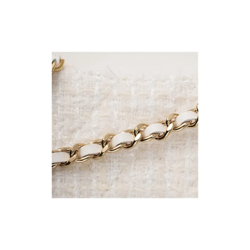 CHANEL Wool Shoulder Bag, Crossbody Bag Women's White-5