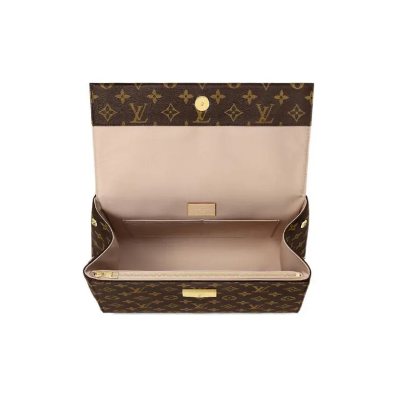 LOUIS VUITTON Cluny Coated Canvas With Leather Trim Shoulder Bag Crossbody Bag Handbag Medium Size Women's Brown-3