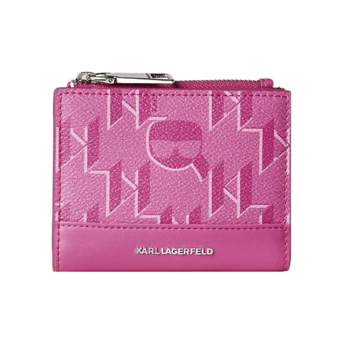 KARL LAGERFELD K/Ikonik Coated Canvas Card Holder Wallet Women's Purple