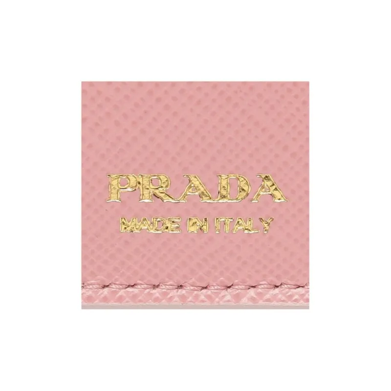 PRADA Saffiano Leather Wallet Mini Women's Snowflake Gypsum Flower-5