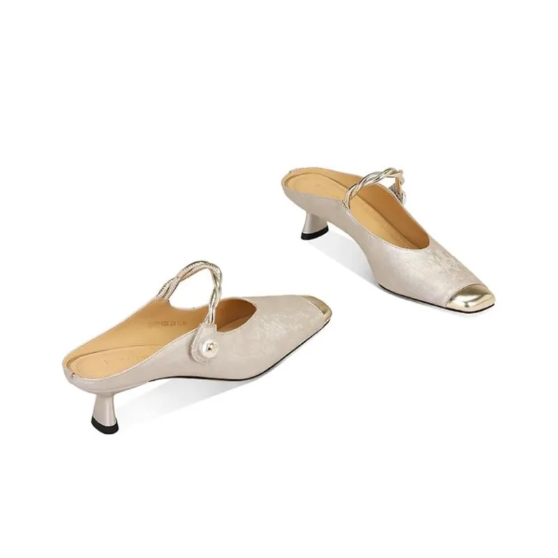 JESSICA SOPHIA Rubber Sole Metal Rhinestone Slide Slippers Women's-6