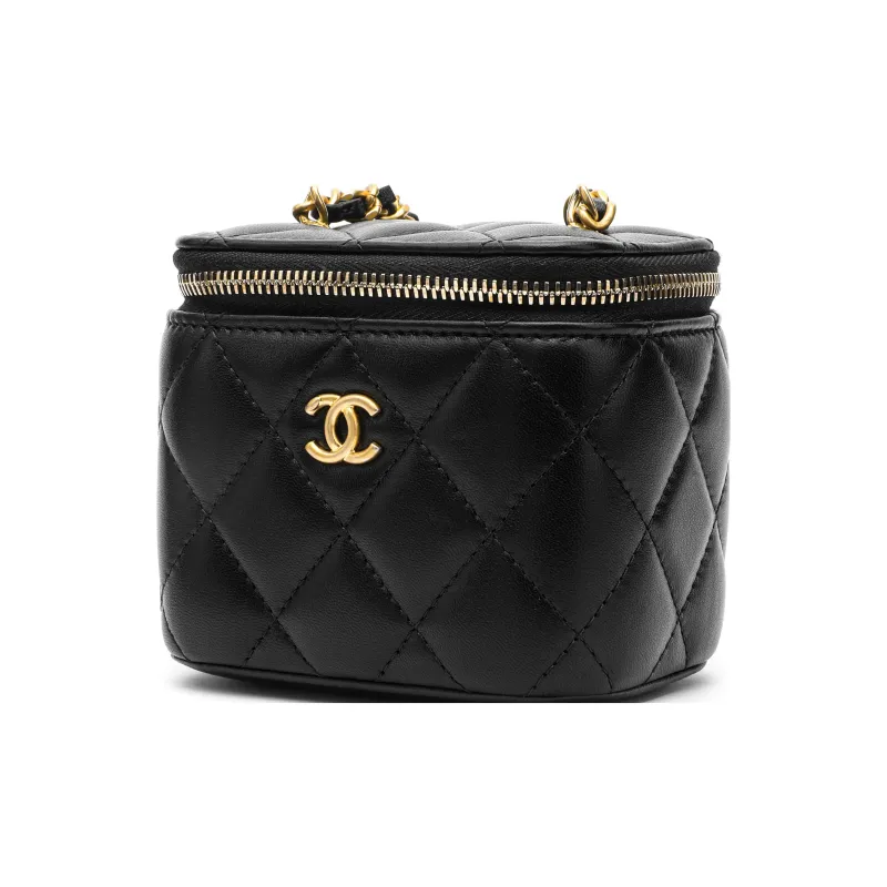 CHANEL 22SS Sheepskin Box Bag, Shoulder Bag, Crossbody Bag Trumpets Women's Black-1