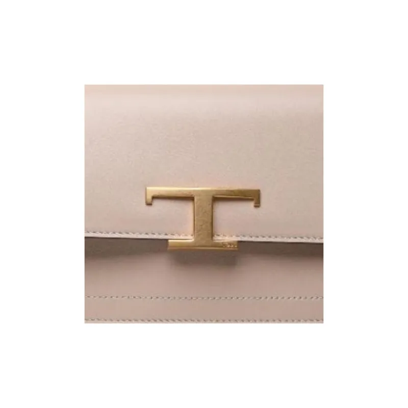 TOD'S Leather Clutches Crossbody Bag Shoulder Bag Women's Cream-3