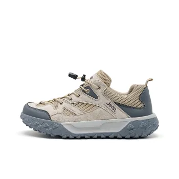 Jeep Cushioning Anti Slip Wear Resistant Breathable Supportive Balance Enhancing Low Top Trekking Shoes Men's Sand Gray